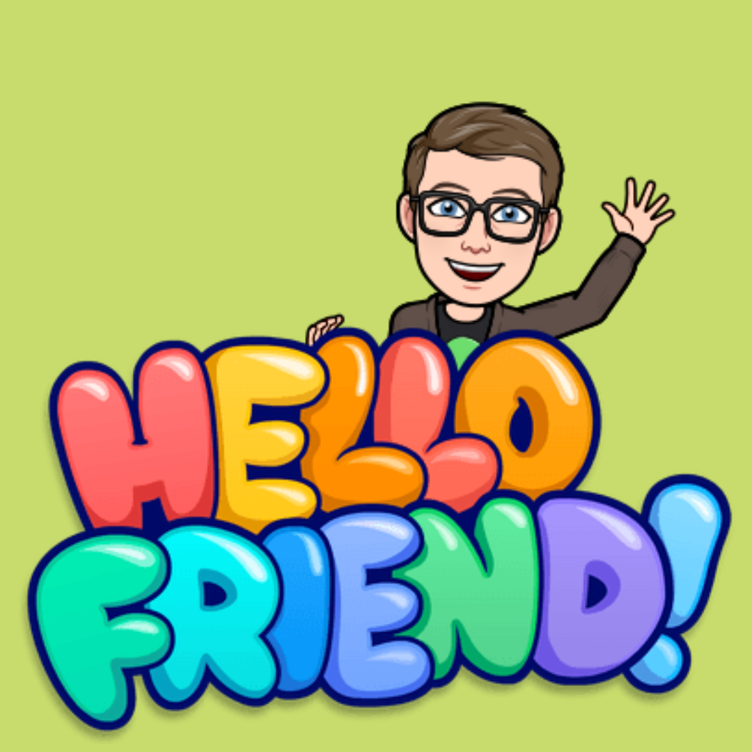 Andrew Thompson bitmoji "hello friend"