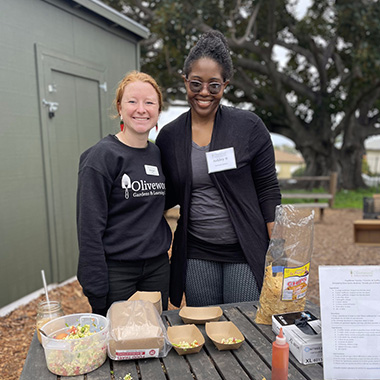 Olivewood Volunteers get ready to present in the garden