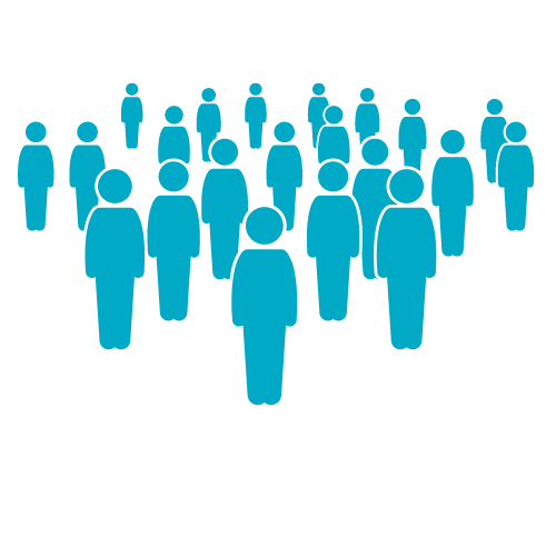 crowd of people icons in teal blue