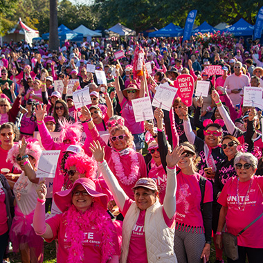 1x1 Susan G Komen event participants all in pink cheer